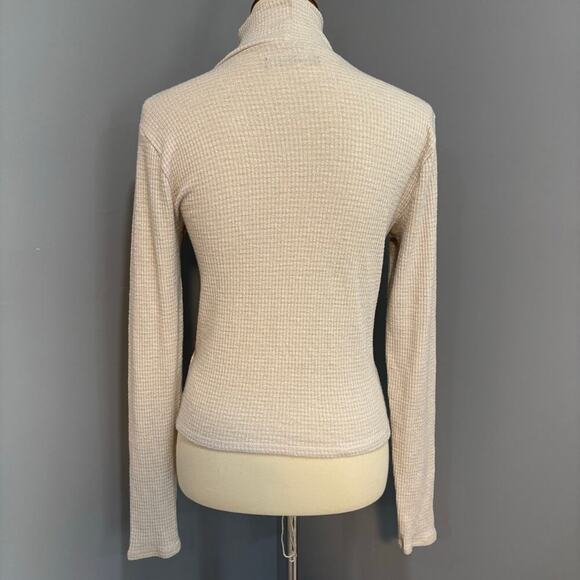 Y2K ABERCROMBIE & FITCH cream sparks mock neck long sleeve top, size large - Picture 6 of 8